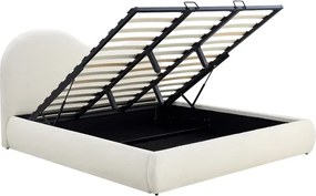 Łóżko Tapicerowane 180x200 cm TALINN ze Stelażem i Pojemnikiem Dwuosobowe Boucle Japandi