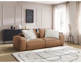 Brązowa sofa z imitacji skóry 260 cm Boheme – Bobochic Paris