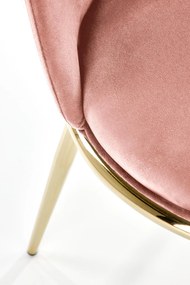K460 krzesło różowy, tapicerowane, tkanina velvet, złoty, glamour