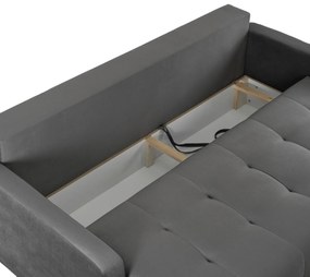 Sofa z Funkcją Spania FAVIO Wersalka Rozkładana Dwuosobowa Welurowa Szara Nowoczesna do Salonu