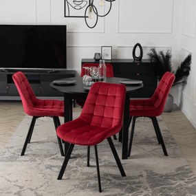 Krzesło Tapicerowane do Salonu RICK Bordowe Welurowe Nowoczesne Loft