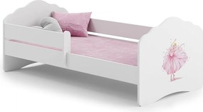 Łóżko dziecięce Fala 140x70 cm białe z materacem, ramą, zabezpieczającymi barierkami i stelażem FLEX