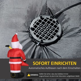 Outsunny Dekoracja Bożonarodzeniowa Nadmuchiwany Mikołaj na Zewnątrz, 140 cm, Czerwony