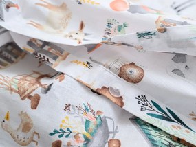 PrzytulneMieszkanie.pl PrzytulneMieszkanie.pl Bawełniana pościel do łóżeczka HAPPY FARM biała Rozmiar pościeli: 45 x 65 cm | 90 x 135 cm