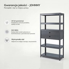 Metalowy regał do warsztatu z szufladami Johnny, 80 x 42 x 180 cm, kolor antracyt