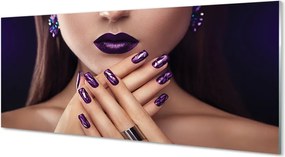 Szklany Panel Kobieta z Fioletowymi Ustami