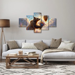 Obraz - Niedźwiedź i pszczoły (125x70 cm)