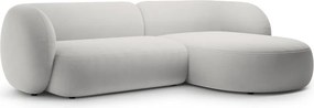 Jasnoszary aksamitny narożnik (prawostronny/z szezlongiem) Kate – Micadoni