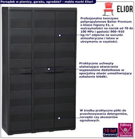 Czarna szafa gospodarcza do piwnicy i ogrodu - Kendall 6X