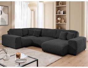 Ciemnoszary sztruksowy narożnik (lewostronny/w kształcie litery U) Justin – Ropez