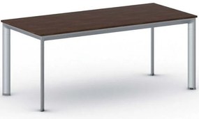Stół konferencyjny do biura PRIMO INVITATION, 180x80 cm, szaro-srebrna podstawa, orzech