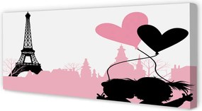 Obraz canvas na ścianę Serca nad Wieżą Eiffla