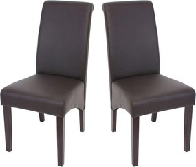 Krzesło do jadalni Cesena (zestaw 2 sztuk),  imitacja skóry matowa, brązowy, ciemne nóżki