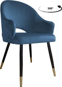 Krzesło Velvet tkanina Welur noga metalowa : Kolor nogi - Czano-złota stożek, Kolor tkaniny - VELVET - MG33, Typ siedziska - Siedzisko obrotowe 360°