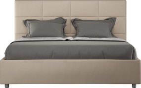 Łóżko wyposażone w stelaż z listwami tapicerowane 160x200 sztucznej skóry Szaro-beżowy Mika