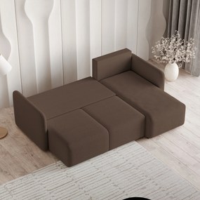 Masseno Narożnik SUVINO z funkcją spania i pojemnikiem na pościel Narozniki L, Rozkładana sofa - Brązowy, QUELLE 25
