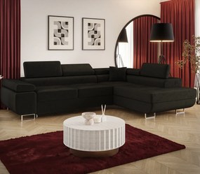 Czarny narożnik welurowy z funckją spania B9-H34