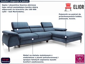 Granatowy narożnik welurowy rozkładany M9-E96