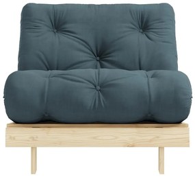 Fotel rozkładany z niebieskozielonym obiciem Karup Design Roots Raw/Petrol Blue