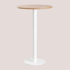 Wysoki Okrągły Stół Barowy W Okleinie Jesionowej Frappe Ø70 Cm & Biały - Sklum