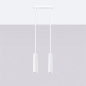 Lampa wisząca KARBON 2 biała ryflowana SOLLUX  LIGHTING