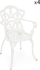 Zestaw 4 białych krzeseł aluminiowych z podłokietnikami - VICTORIA