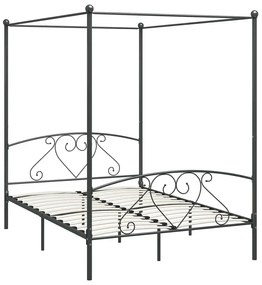 Szare metalowe łóżko z baldachimem 160x200 cm - Nila