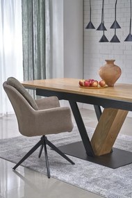 Stół rozkładany FANIS 160(220)x90 dąb naturalny/czarny HALMAR