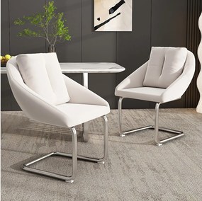 Zestaw 2 krzeseł welurowych - 82 x 57 x 54 cm - z poduszkami - Luksusowe obrotowe do salonu i sypialni - Łukowate nogi - Beżowe