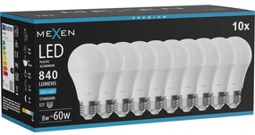 Mexen Nova 10x żarówka LED E27, A60, 8W, Zimna - 6500K, 840 lm - L100-E27-0865-01x10