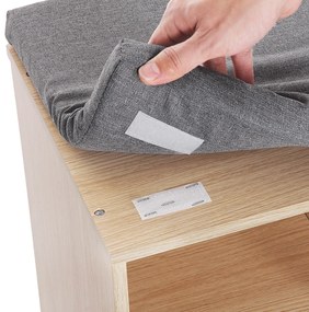 Szafka na Buty z Siedziskiem - drewno, dębowy, szare siedzisko