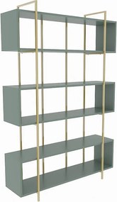 Elegancki regał na książki – 120 x 180 x 29,6 cm – zielony i złoty – płyta wiórowa pokryta melaminą