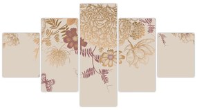 Obraz - Vintage kwiaty i motyle (125x70 cm)