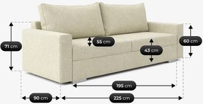 Sofa z Funkcją Spania DRAVOS Kremowa Nowoczesna