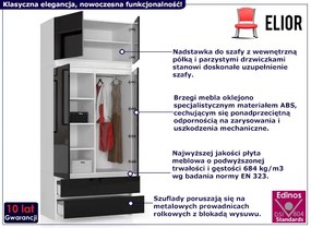 Dwudrzwiowa szafa z gładkim frontem biały + czarny dąb sonoma