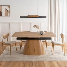 Stół Rozkładany Prostokątny LIZBONA 160-200 cm Ceramiczny Dąb do Jadalni Nowoczesny