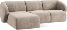 Jasnobrązowy narożnik z tkaniny szenilowej (lewostronny/z szezlongiem) Lani – Makamii