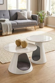 Komplet białych okrągłych stolików kawowych N7-K83