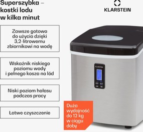 Klarstein Mr.Frost 15kg/24h 3.3L Kostkarka do Lodu Czarna
