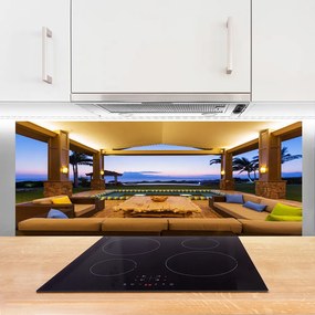 Szkło do Kuchni na Ścianę Słoneczne Patio Pod Palmami