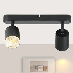 NETTLIFE Czarna metalowa lampa sufitowa, 2-żarówkowa, regulowana, 330°, GU10, do salonu, przedpokoju, klatki schodowej, kuchni (żarówki nie są dołączone)