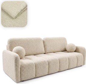 Sofa ZEN Rozkładana Dwuosobowa Beżowa Boucle Japandi