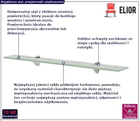 Mleczna prosta półka szklana 70x20 - Imker