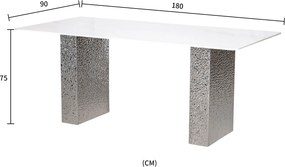 Stół do jadalni Modig M24, blat 180 cm w imitacji białego marmuru