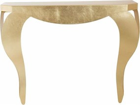 Konsola Chippendale 100x30x80 cm z żelaza malowanego na złoto, elegancki perforowany design w stylu klasyczno-nowoczesnym, made in Italy