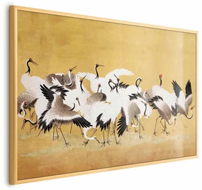 Plakat Japońskie żurawie 42x29,7 cm z ramą złotą bez marginesu ARTGEIST B
