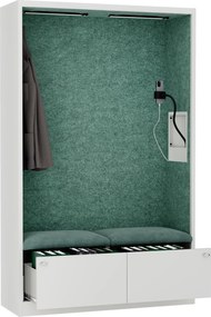 Szafa akustyczna do biura i szkoły Sally MentalBox, 115 x 40 x 185 cm, biały/zielony