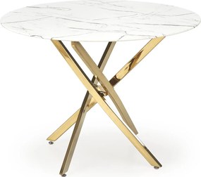 Okrągły stół z marmurowym blatem Raymond 2 na złotych nogach