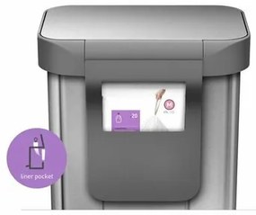 Simplehuman Pedałowy kosz na śmieci 45 l, srebrny, 45 l