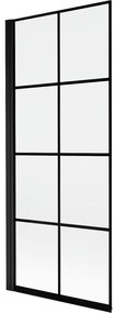 Mexen Mist parawan nawannowy 1-skrzydłowy lewy 80 x 150 cm, czarna kratka, czarny - 8A9-080-001-70-77-L